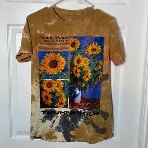 Claude Monet Tournesols Mens Small Tie Dye T Shirt Short Sleeve